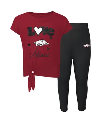 Toddler Girls Cardinal, Black Arkansas Razorbacks Forever Love Team T-shirt and Leggings Set