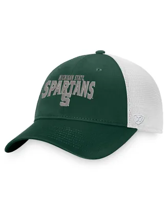 Men's Top of the World Green, White Michigan State Spartans Breakout Trucker Snapback Hat