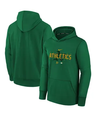 Big Boys and Girls Nike Green Oakland Athletics Pregame Performance Pullover Hoodie