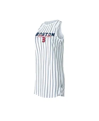 Women's Concepts Sport White Boston Red Sox Reel Pinstripe Knit Sleeveless Nightshirt