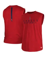 Men's New Era Red Los Angeles Angels Team Muscle Tank Top