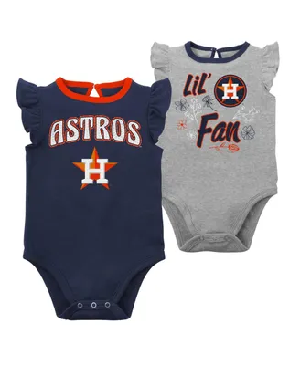 Infant Boys and Girls Navy, Heather Gray Houston Astros Little Fan Two-Pack Bodysuit Set