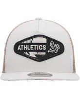 Men's New Era Natural Oakland Athletics Retro Beachin' Patch A-Frame Trucker 9FIFTY Snapback Hat