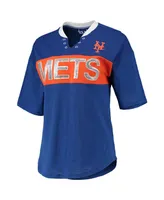 Women's Touch Royal, Orange New York Mets Lead Off Notch Neck T-shirt