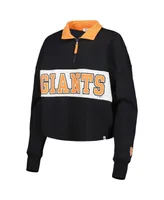 Women's '47 Brand Black San Francisco Giants Remi Quarter-Zip Cropped Top