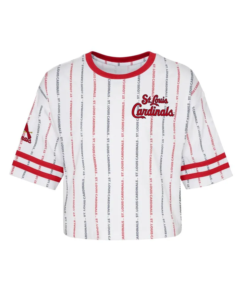 Big Girls White St. Louis Cardinals Ball Striped T-shirt