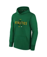 Big Boys and Girls Nike Green Oakland Athletics Pregame Performance Pullover Hoodie