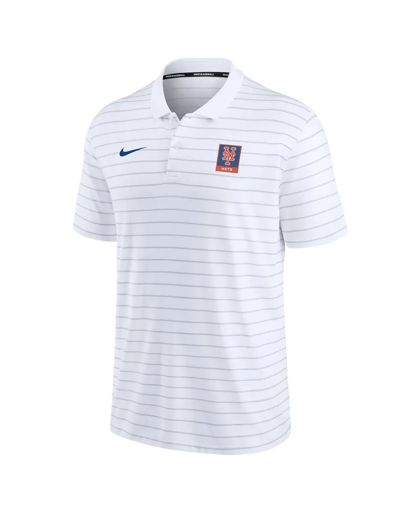 Men's Nike White New York Mets Authentic Collection Striped Performance Pique Polo Shirt