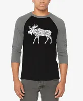 La Pop Art Men's Raglan Sleeves Moose Baseball Word T-shirt