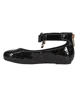 Michael Kors Little Girls Kenyah Garcia Signature Logo Charm Ballet Flats - Black