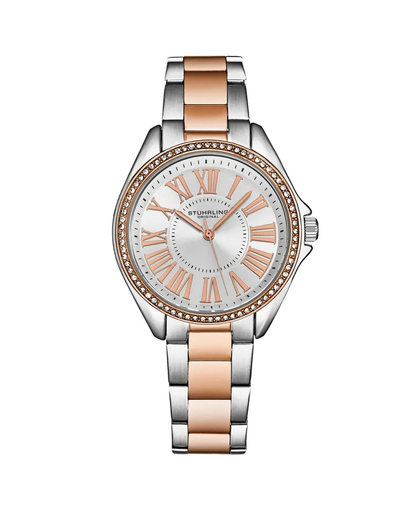 Stuhrling Women's Symphony Rose-Gold Stainless Steel , Silver-Tone Dial , 45mm Round Watch