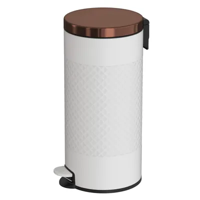 8 Gal./30 Liter White Metal Round Shape Step-on Trash Can with Diamond body design for Kitchen