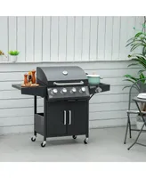 Outsunny 4 Burner Propane Gas Grill with Side Burner,