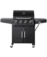 Outsunny 4 Burner Propane Gas Grill with Side Burner,