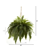 Nearly Natural Double Giant Boston Fern Artificial Plant Hanging Basket