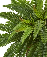 Nearly Natural Boston Fern Artificial Plant in Metal Planter
