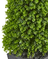 Nearly Natural 57" Eucalyptus Topiary Artificial Tree in Slate Planter (Indoor/Outdoor)