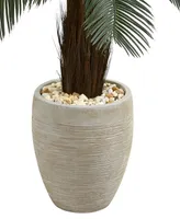 Nearly Natural 4.5' Cycas Artificial Tree in Oval Planter Uv Resistant