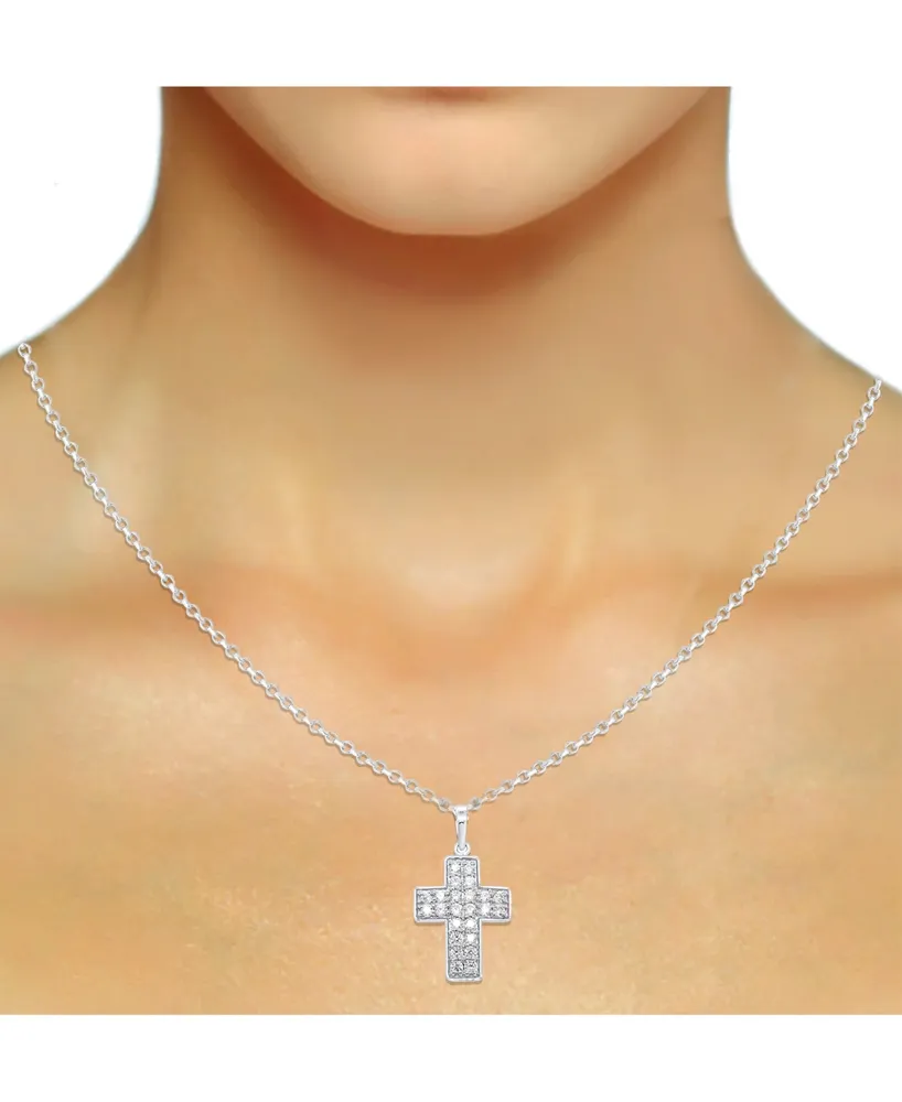 Forever Grown Diamonds Lab-Created Diamond Cross 18" Pendant Necklace (1/2 ct. t.w.) in Sterling Silver