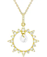 Cubic Zirconia Sunburst Orbital 18" Pendant Necklace