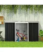 Outsunny 9' x 4' Metal Garden Storage Shed Tool House with Sliding Door Spacious Layout & Durable Construction for Backyard, Patio