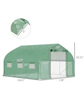 Outsunny 11.5' x 10' x 6.5' Walk-in Tunnel Greenhouse with Zippered Mesh Door
