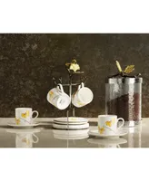 Butterfly Ginkgo 9 Piece Demitasse Cups and Stand Set - Gold