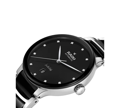Rado Men's Swiss Automatic Centrix Diamond (1/10 ct. t.w.) Black High-Tech Ceramic & Stainless Steel Bracelet Watch 40mm