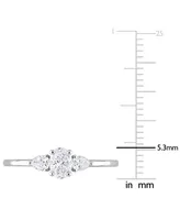 Diamond Oval- & Pear-Cut Three Stone Engagement Ring (1/2 ct. t.w.) 14k White Gold