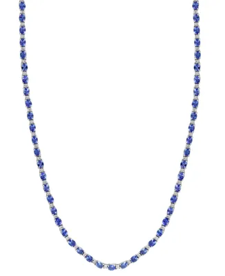 Effy Tanzanite (12-1/10 ct. t.w.) & Diamond (1/5 ct. t.w.) 18" Tennis Necklace in Sterling Silver