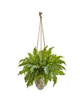 Nearly Natural 29" Fern Artificial Plant in Hanging Vase