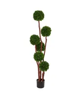 Nearly Natural 5' Boxwood Artificial Indoor/Outdoor Tree