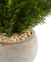 Nearly Natural 2' Cedar Artificial Plant in Sand Colored Bowl