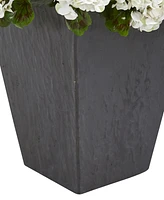 Nearly Natural Geranium Artificial Plant in Slate Plater Uv Resistant