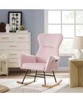 Simplie Fun Teddy Fabric Rocking Chair