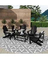 WestinTrends 7 Piece Set Outdoor Folding Adirondack Chairs with Coffee Table Side