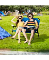 Outsunny 2 Person Camping Couch, Double Folding Chair w/ Cupholders