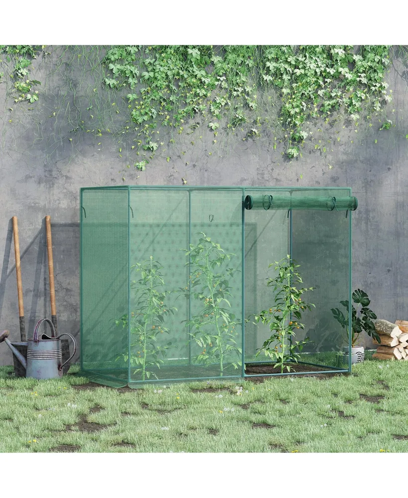 Outsunny 6' x 3' Tall Crop Cage with Two Zippered Doors, Plant Protection Tent with Storage Bag and 6 Ground Stakes for Garden, Yard, Green