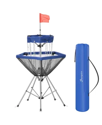 Soozier Portable Disc Golf Basket Target with 12-Chain, Easy Carry Bag, Dark Blue