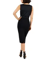 I.N.C. International Concepts Womens Cowlneck Blouse Zip Front Pencil Skirt Created For Macys