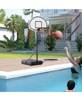 Soozier Aosom Poolside Basketball Hoop Stand Portable Basketball System Goal, Adjustable Height 3'-4', 30" Backboard