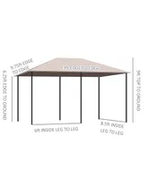 Outsunny 10' x 13' Outdoor Patio Gazebo Canopy Shelter with 6 Removable Sidewalls, & Steel Frame for Garden, Lawn, Backyard and Deck, Khaki