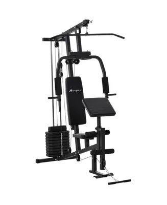 Soozier Multifunction Home Gym Station w/ Pull-up Stand, Dip Station, Weight Stack Machine for Full Body Workout