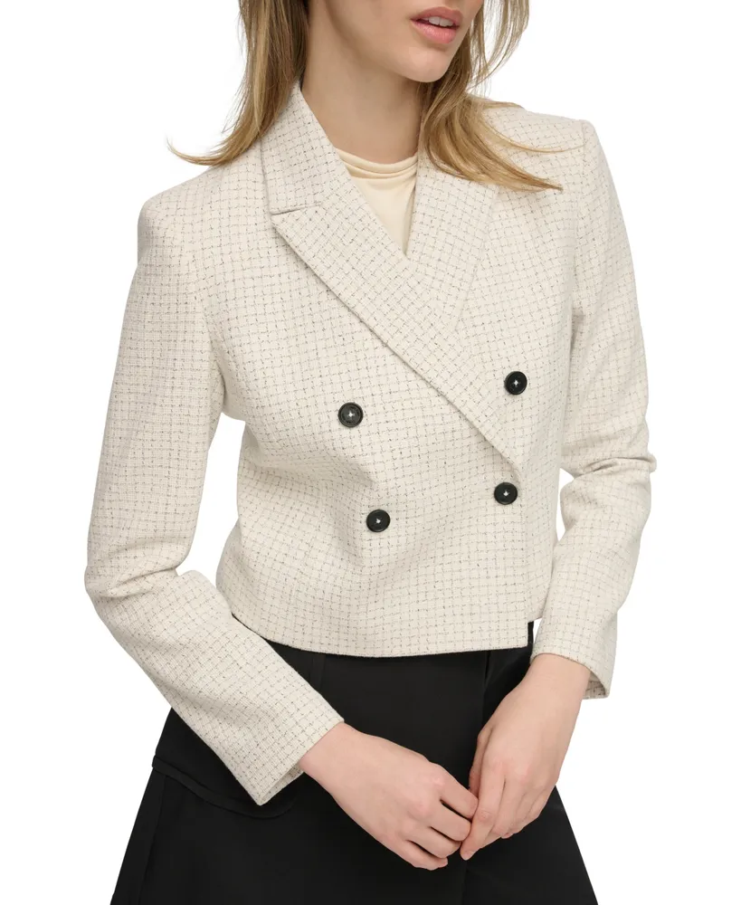 Calvin Klein Women's Double-Breasted Tweed Blazer