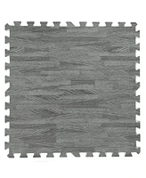 Home Aesthetics 100 SqFt 3/8" Eva Sea Haze Grey Wood Grain Foam Mat Interlocking 2'X2' 25pcs