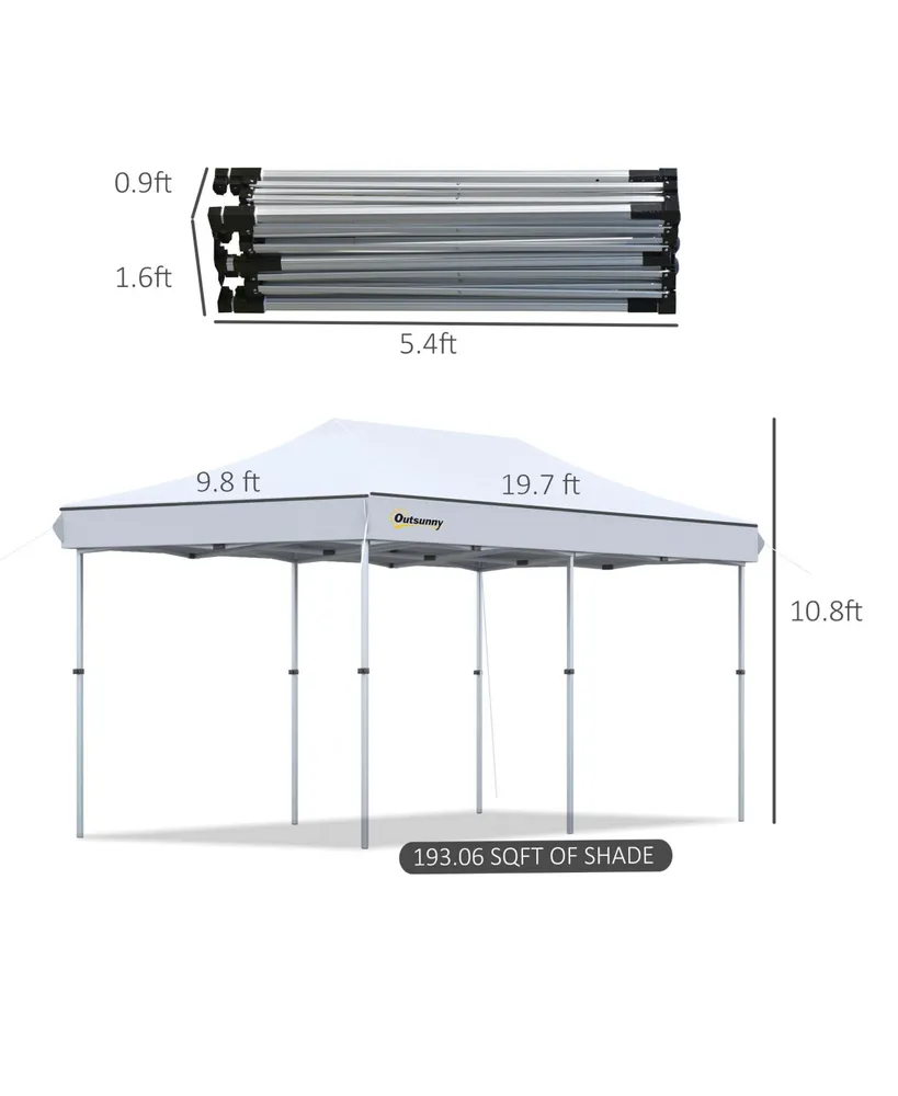 Outsunny 10'x20' Aluminum Pop Up Canopy Folding Instant Shelter Party Tent with Wheeled Bag, 2