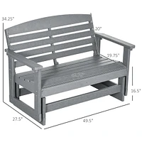 Outsunny Patio Glider Bench w/ Hdpe Slatted Double Rocking Chair,