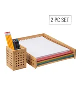 Mind Reader Lattice Collection, Paper Tray and Pen Cup Set, Office, Rayon from Bamboo