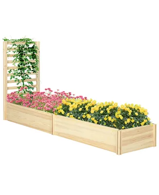 Outsunny Raised Garden Bed with Trellis for Climbing Plants, 43 Inch Wooden Box Planters for Outdoor Plants, Vegetables, Flowers, Herbs, Easy Assembly