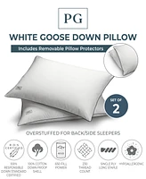 Pillow Guy White Goose Down Firm Density Pillow with 100% Certified Rds Down, and Removable Pillow Protector, Set of 2 - King